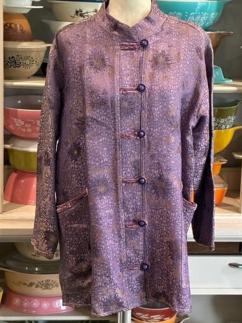 Vintage Uru Kristine St Rrik Boat Coat in Lavender Textured Silk - Size Large